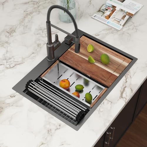 25 Inch Utility Laundry Sink Drop In 16 Gauge Stainless Steel Single Bowl Laundry Room Sink Laundry & Utility Room Kitchen Sinks 25