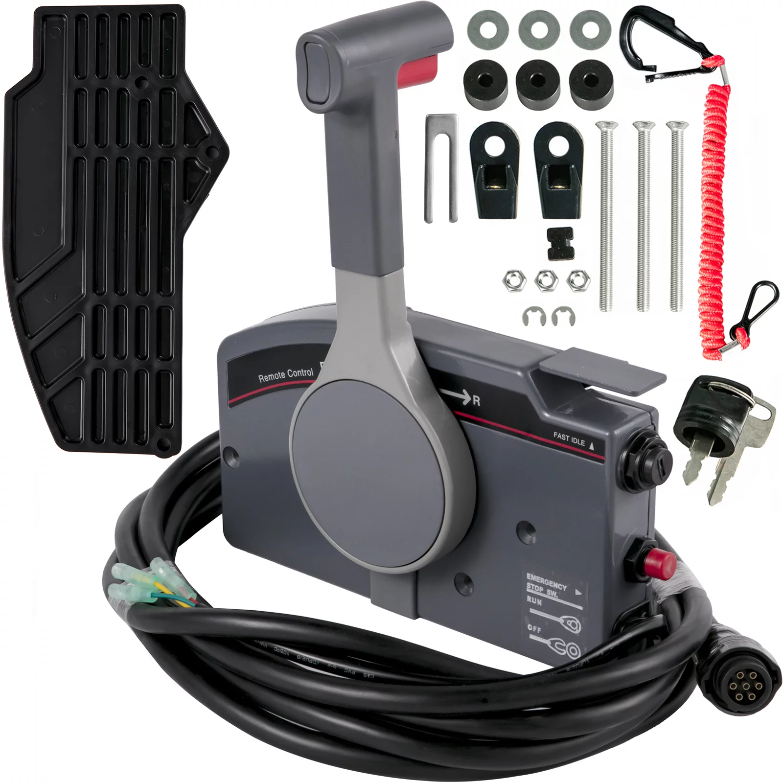 VEVOR Boat Throttle Control 703-48230-12-00 Boat Control Box 7Pin Outboard Remote Control with Safety Lanyard and Key Switch for Yamaha Side Mount