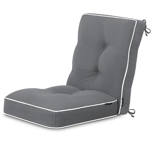 Favoyard Patio Chair Cushions 19 × 19 Inch Water Resistant & 3-Year Color Fastness Outdoor Chairs Cushion for Seat Dining Rocking Wicker Chair Cushion With Tie Straps Tufted Square Pads, Beige, 2 Pack