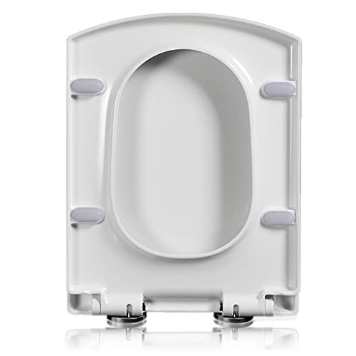 Soft Close Toilet Seat, Toilet seat, Square White, Quick Release Toilet Seat Top Fix Adjustable Hinges, Easy Installation Bathrooms Square Toilet Seat,03A