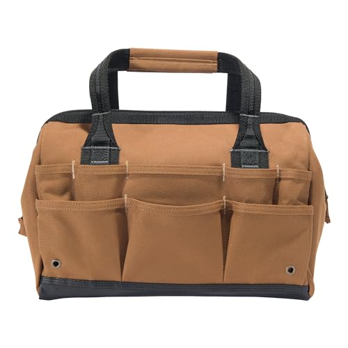 Carhartt Onsite Tool Bag, Durable Water-Resistant, Tool Storage Bag, Heavyweight, 14-Inch 26 Pocket, Carhartt Brown