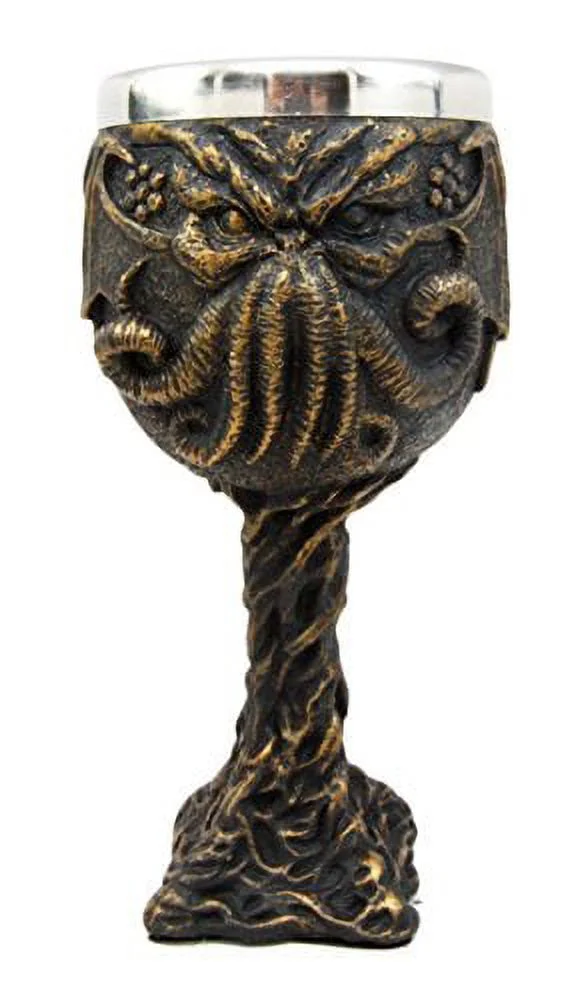 Atlantic Collectibles Cthulhu Mythos Cosmic Giant Octopus The Great One 8oz Resin Wine Goblet Chalice With Stainless Steel Liner