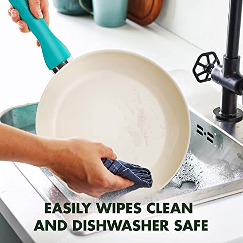 GreenPan Rio Healthy Ceramic Nonstick 10 inch Frying Pan Skillet, PFAS-Free, Dishwasher Safe, Turquoise