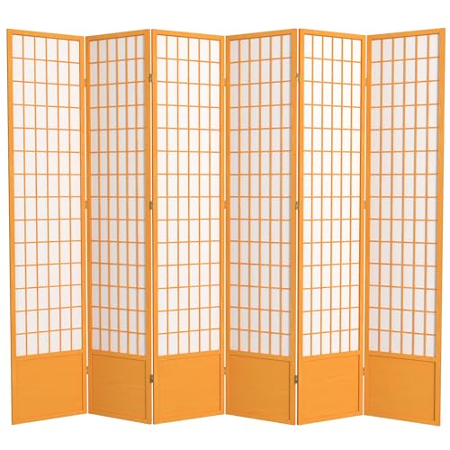 Red Lantern 7 ft. Tall Window Pane Shoji Screen-White-3 Panels Room Divider