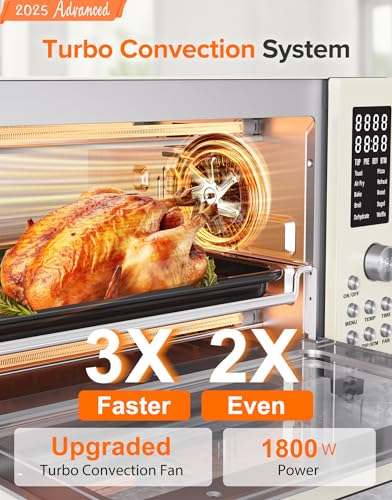 Nuwave Bravo Pro Smart 21QT Toaster Oven Air Fryer Combo, Convection Oven Countertop, 10 functions all in 1, with even & quick crisp technology, 50-450°F, 1800W, Stainless Steel