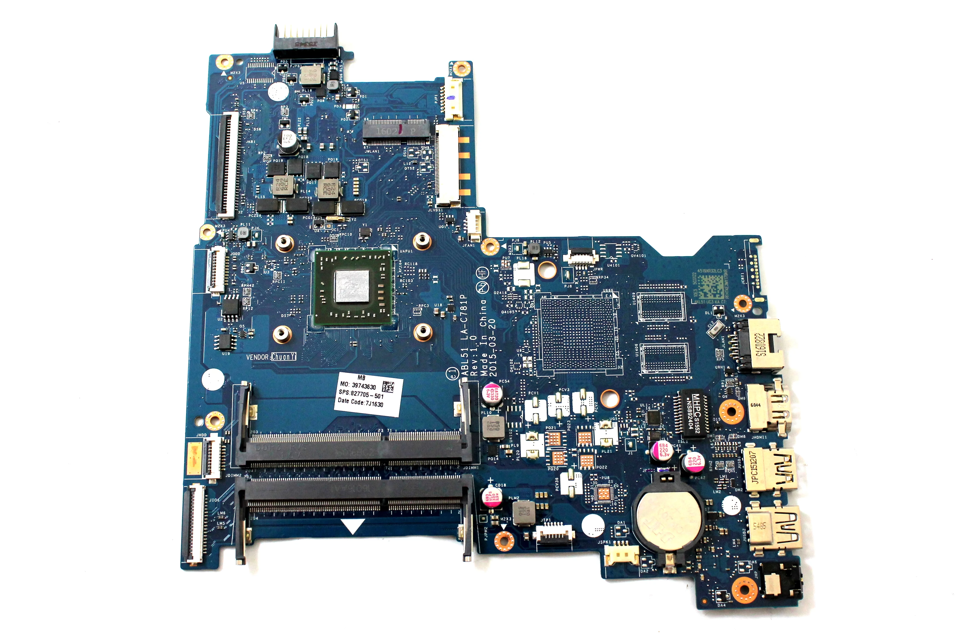 827705-501 HP 15-AF Motherboard w/ A6-5200 CPU