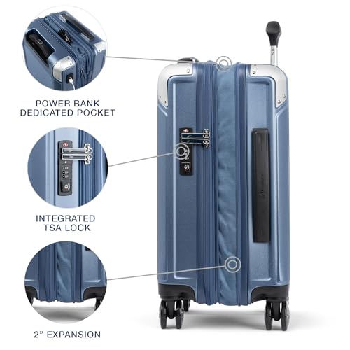 Travelpro Platinum Elite Hardside Expandable Carry on Luggage, 8 Wheel Spinner, TSA Lock, Hard Shell Polycarbonate Suitcase, Metallic Sand, Compact Carry on 20-Inch