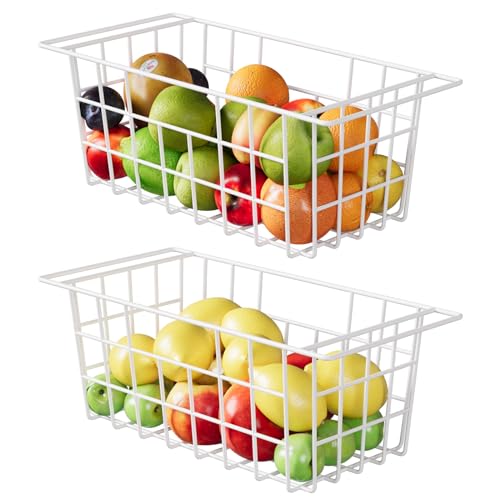 17.5 inch 2Packs Chest Freezer Organizer Bins, Deep Freezer Basket with Hanging Handles, Freezer Baskets, Fridge Organizer bins, Metal Wire Storage Baskets