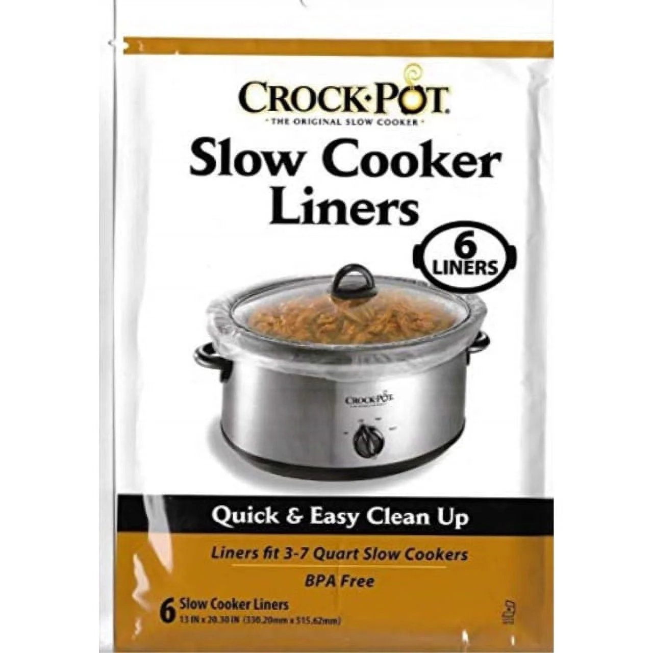 Crock Pot Slow Cooker Liners, 30 Liners Fit 3-7 Quart (5 Packs of 6 Count)