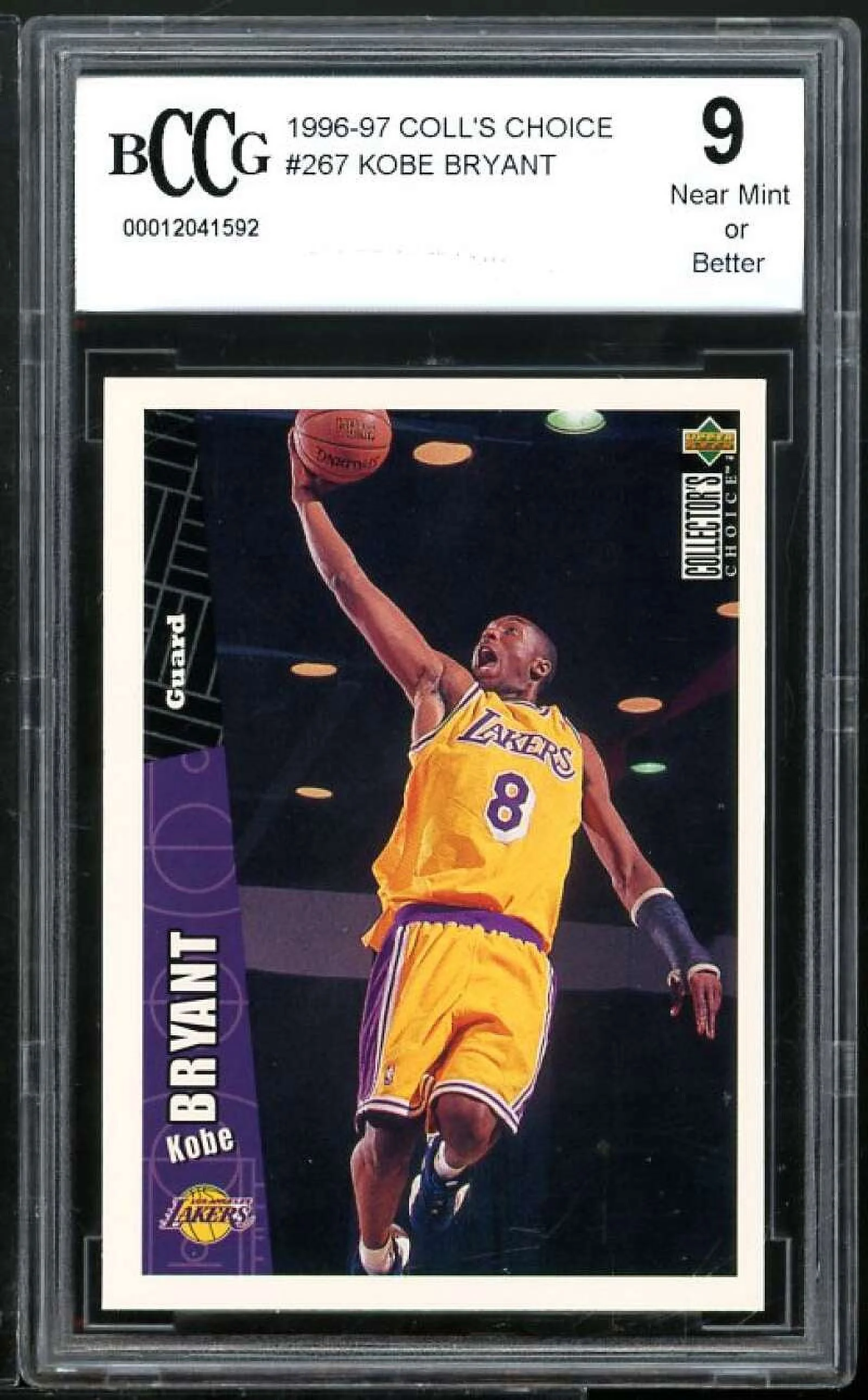 1996-97 Collector's Choice #267 Kobe Bryant Rookie Card BGS BCCG 9 Near Mint+