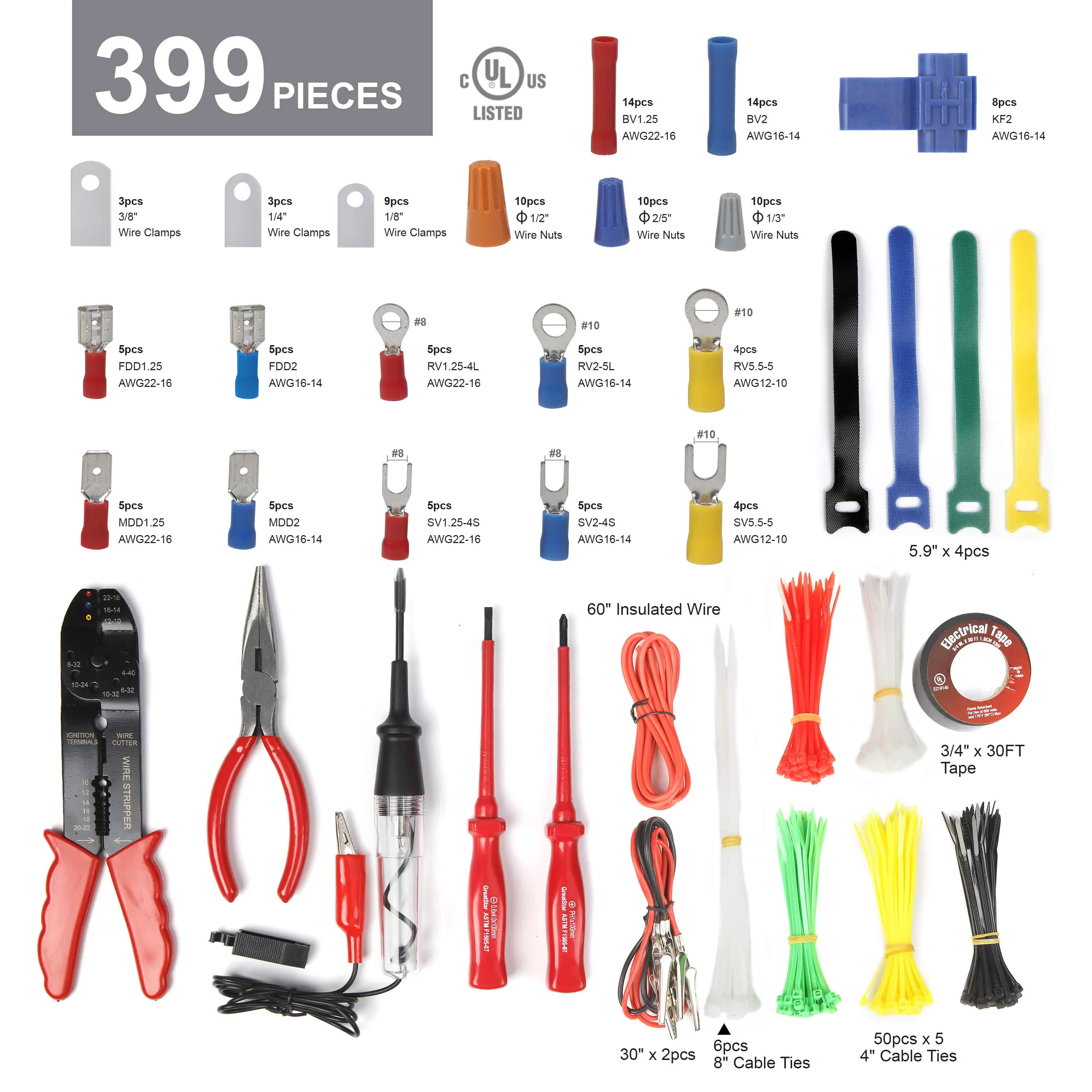EverStart 399-Piece Auto Electrical Repair Kit, Universal Fit Model 5117