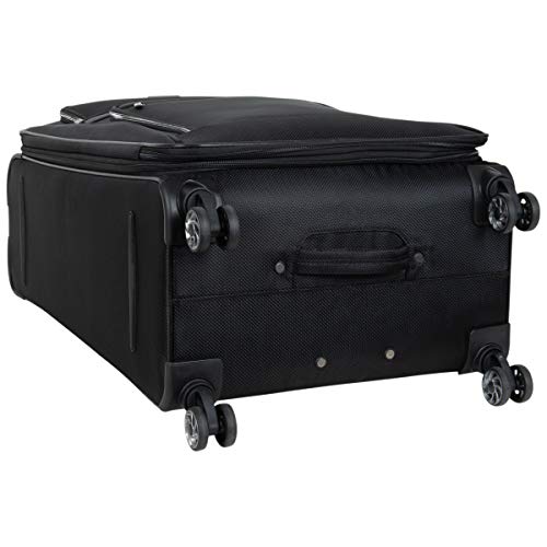 Kenneth Cole REACTION Rugged Roamer Lightweight Softside Expandable 8-Wheel Spinner Luggage, Black, 20-Inch Carry-On