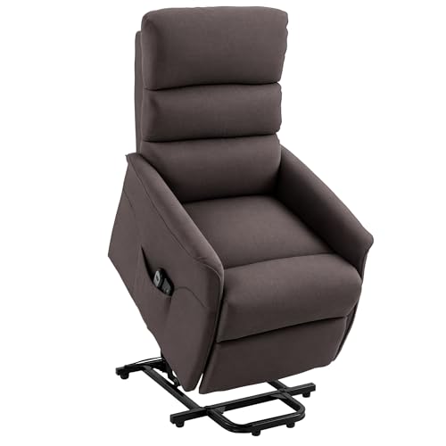 HOMCOM Power Lift Recliner Chair for Elderly, Easy Assembly, Fabric Lift Chair for Adults, Recliner Sofa with Remote Control, Side Pockets for Living Room, Black