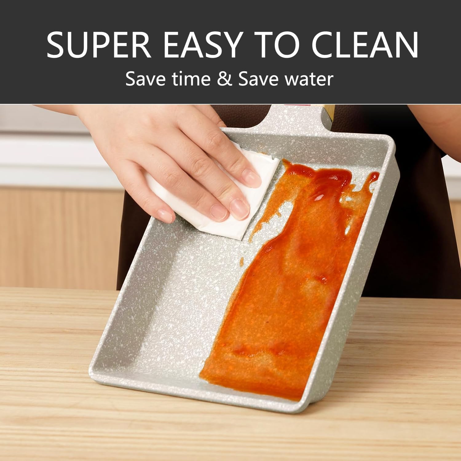 Tamagoyaki Pan,Japanese Omelette Pan,White Tamagoyaki Egg Pan, Non Stick Rectangle Pan,Small Frying Pan 6 X 7 Inch