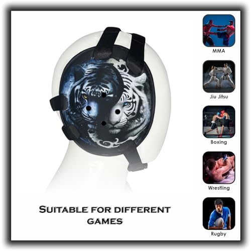 ROAR-INT BJJ Ear Guard New Easy to Adjust Design Wrestling Protective Headgear Wrestling Ear Guard MMA Jiu Jitsu (Tiger-Eagle)