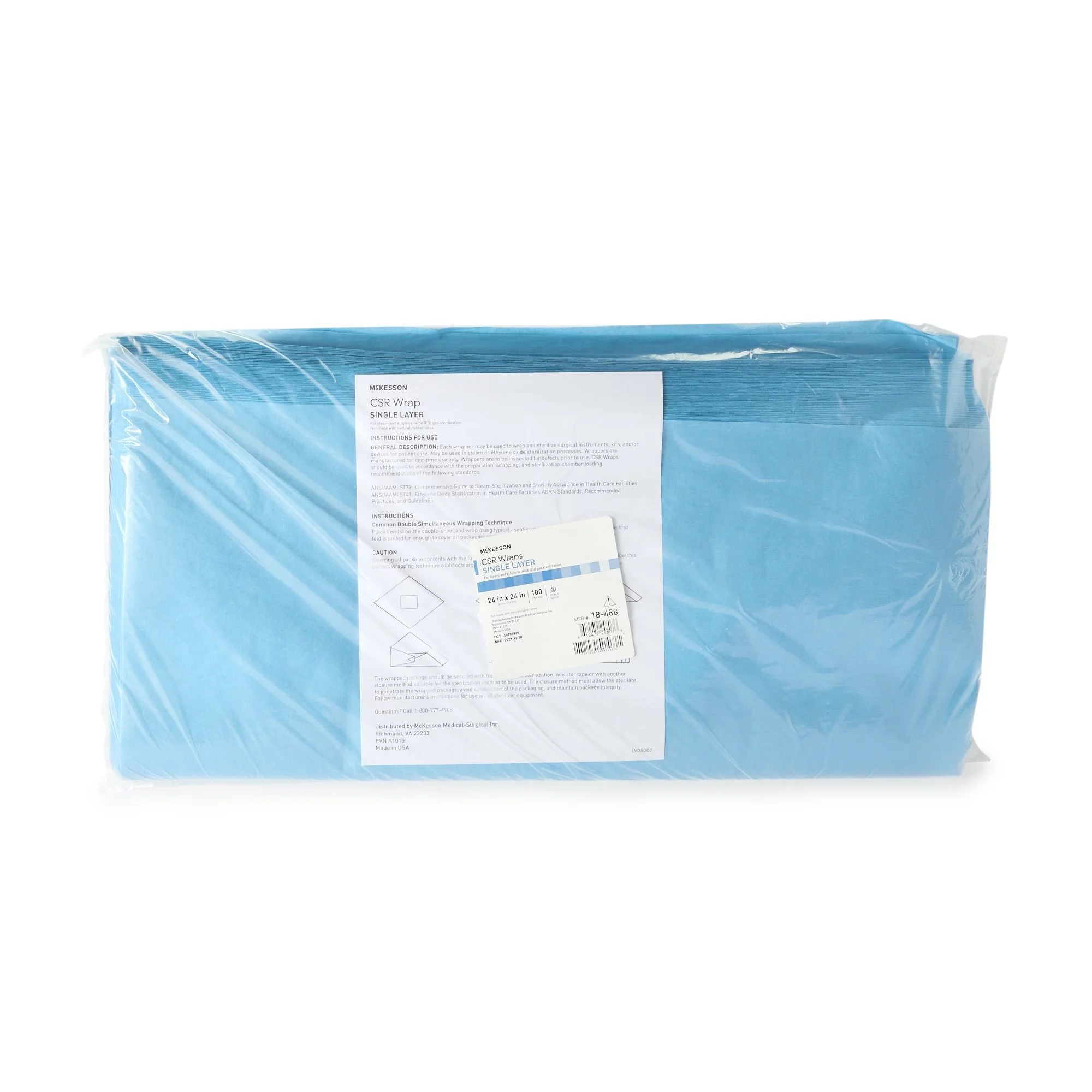 McKesson Sterilization Wrap Single Layer Blue 24 x 24