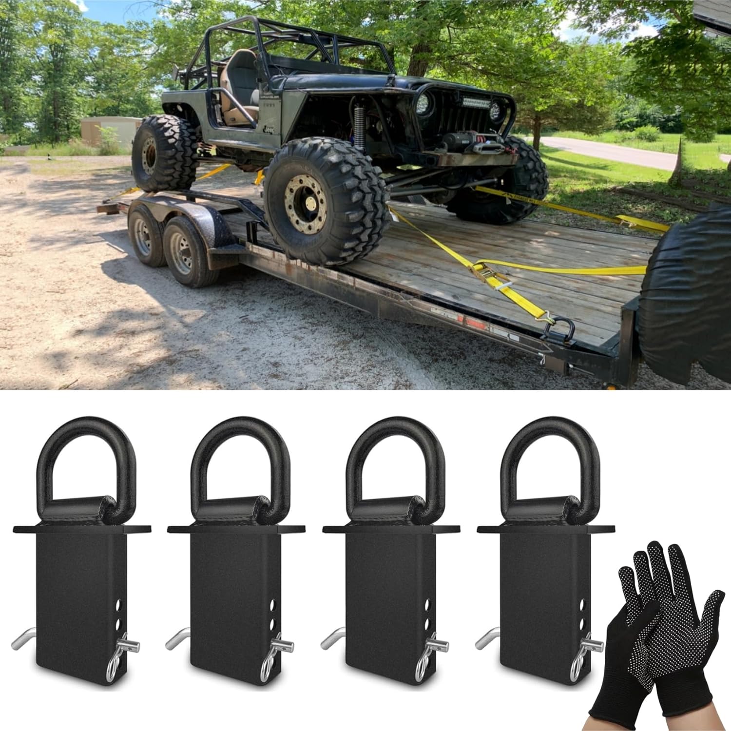 4pcs 12000lbs Heavy Duty Removable D Ring Stake Pocket tie Down for Utility Trailers and Flatbeds Equipped with Stake Pockets Stake Pocket D-Rings