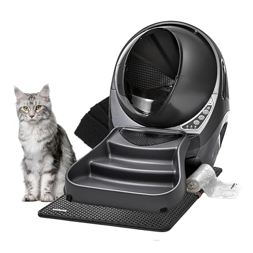 Litter-Robot 3 Core Bundle by Whisker - Self-Cleaning Cat Litter Box, Includes Litter-Robot, Mat, Fence, Ramp, (25) Liners & (3) Carbon Filters, Complimentary 1-Year WhiskerCare Warranty