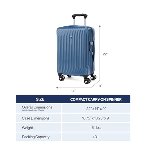 Travelpro Maxlite Air Hardside Expandable Carry on Luggage, 8 Spinner Wheels, Lightweight Hard Shell Polycarbonate Suitcase, Shadow Grey, Carry On 21-Inch