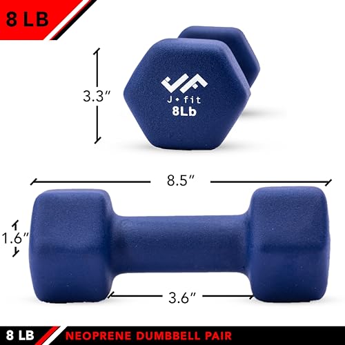 JFIT Neoprene Dumbbell (Set of 2), 8 LBS