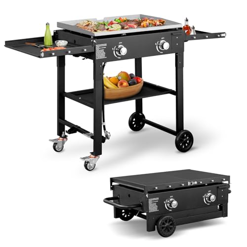 Outvita 2 Burner Portable Flat Top Gas Grill, 28