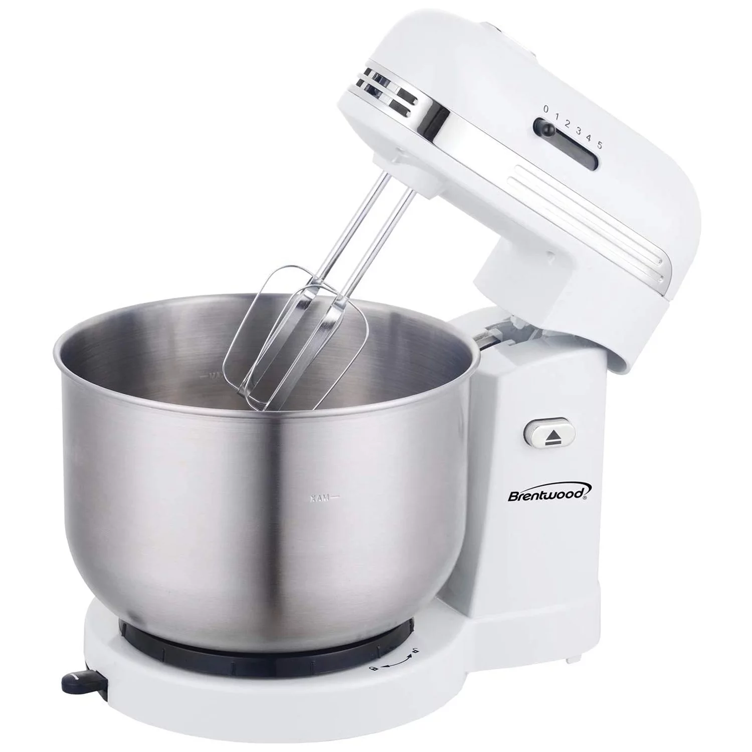 Brentwood SM-1162W 5-Speed Stand Mixer with 3.5 Qt Stainless Steel Mixing Bowl, White
