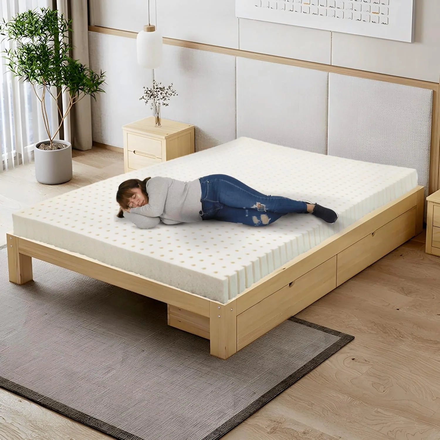 Orgaic Latex Mattress Topper With Bamboo Cover, (GOL's Certified Orgaic Materials), o-Toxic - Made I (2 Iches Kig, Soft)