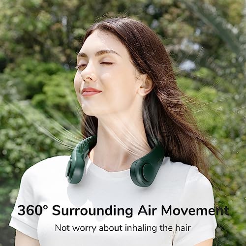 JISULIFE Portable Neck Fan, Hands-Free Bladeless, 5 Speeds, 4000 mAh Battery Operated Wearable Personal Fan, Twistable, Rechargeable, Gift for Women Men-Black