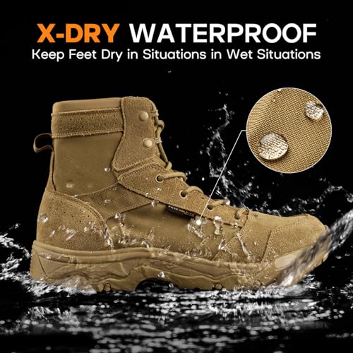 FREE SOLDIER Men's Tactical Hiking Boots Lightweight Comfortable Combat Work Boots 6 Inches