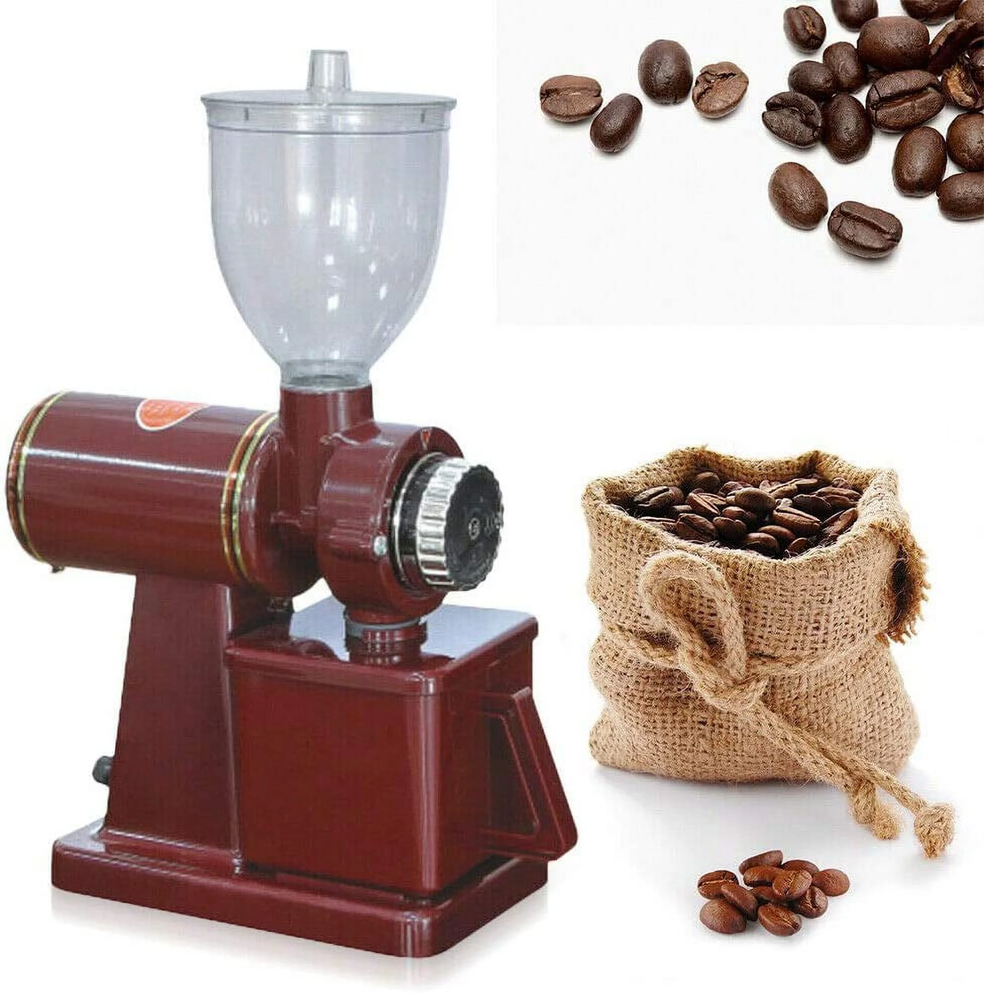 OUKANING 110V Electric Automatic Coffee Bean Grinder Auto Mill Coffee Bean Espresso 150g/min Red