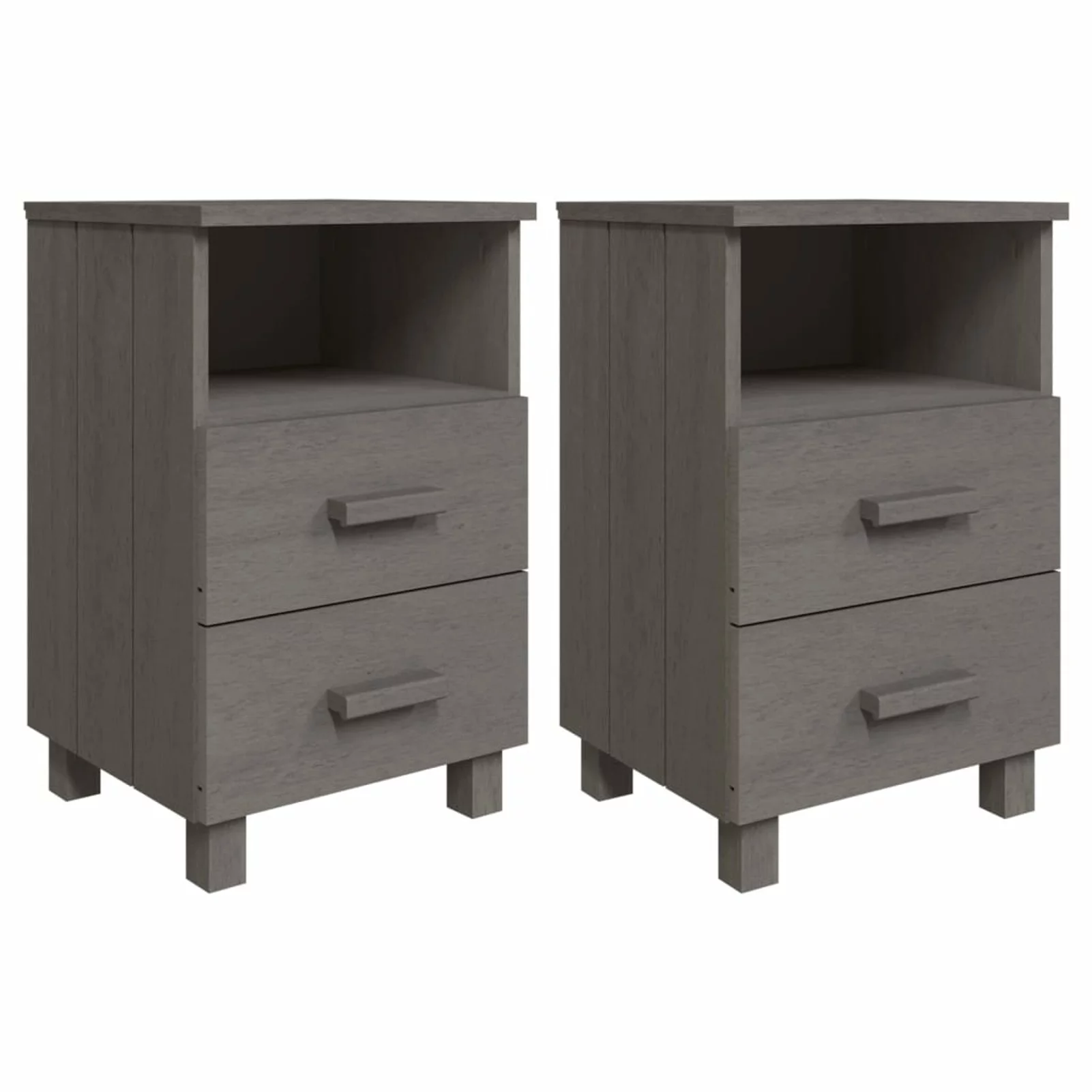 Anself 2 Piece Bedside Cabinets with Compartment and Storage Drawers, Pine Wood Sofa End Side Table, Nightstand for Living Room Bedroom Furniture 15.7 x 13.8 x 25.4 Inches (W x D x H)