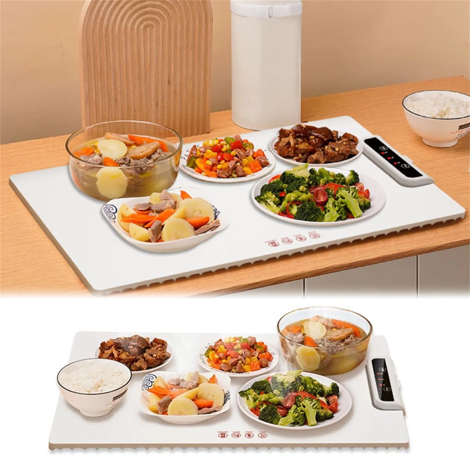 STAOEDU Electric Warming Tray With Adjustable Temperature, Upgrade Electric Heating Tray, Foldable Food Warmer Fast Heating, Electric Warming Hot Plate Trays