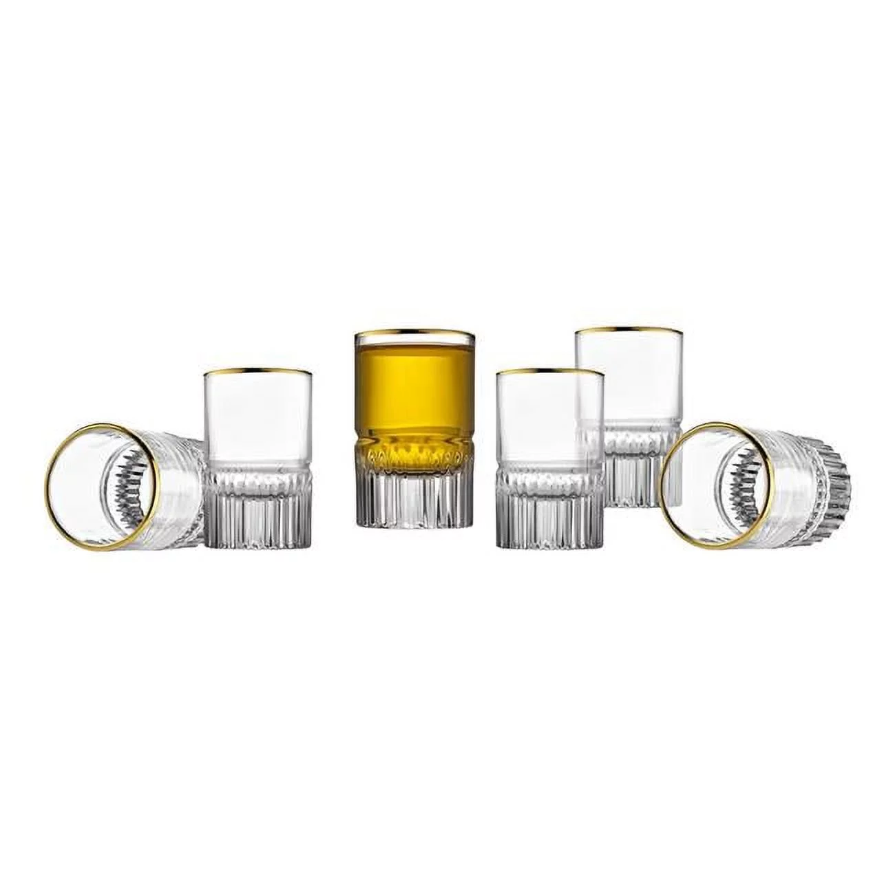 Godinger Shot Glasses, Cute Shot Glasses with Gold Rim, Set of 6