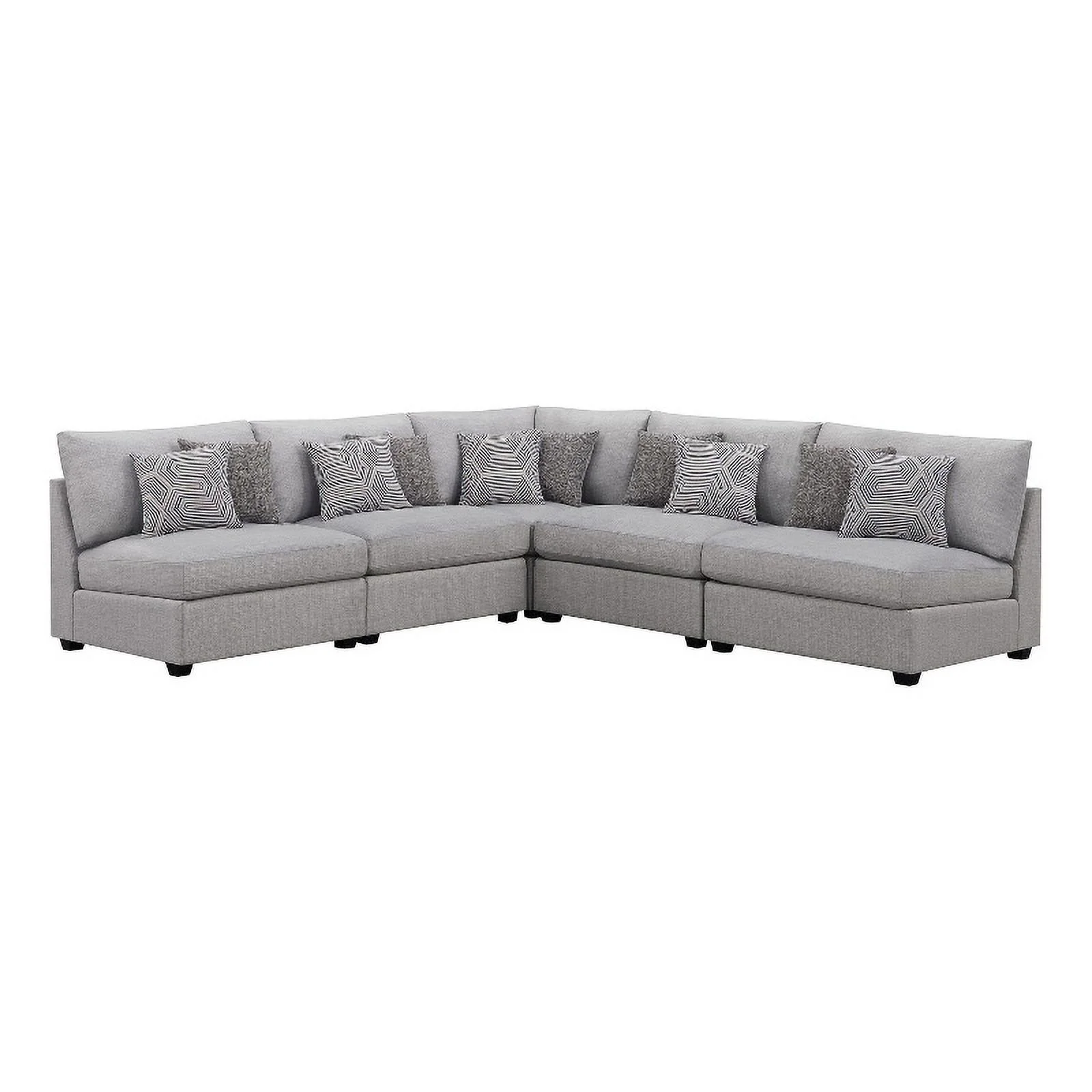 Pemberly Row 5-piece Fabric Upholstered Modular Sectional Gray