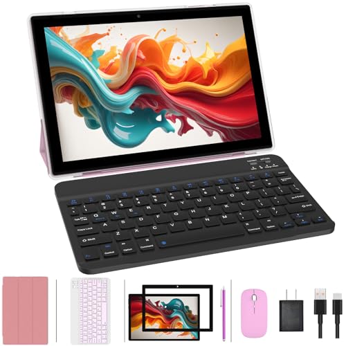 Android Tablet 2 in 1 Tablets 10 Inch, Tablet with Keyboard Mouse Case Protective Film Stylus Android Tableta Computer Set 10.1