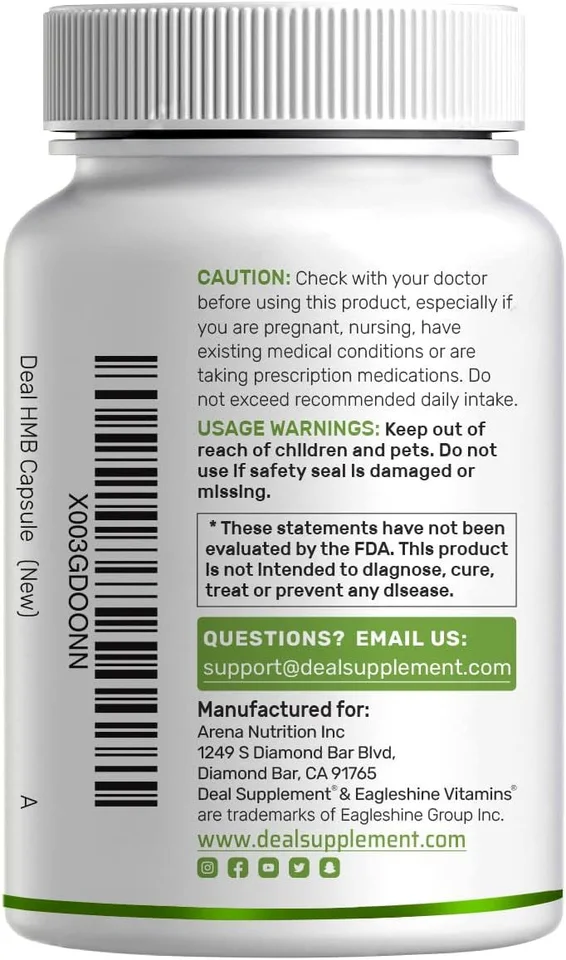 Strength HMB Supplements 1000mg Per Serving, 300 Capsules