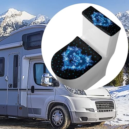 Christmas Bow Bell Toilet Tank Lid Cover and Toilet Seat Lid Cover 2 Pcs Set Toilets Covers with Elastic Cloth Fits Most Toilets Tanks & Lids