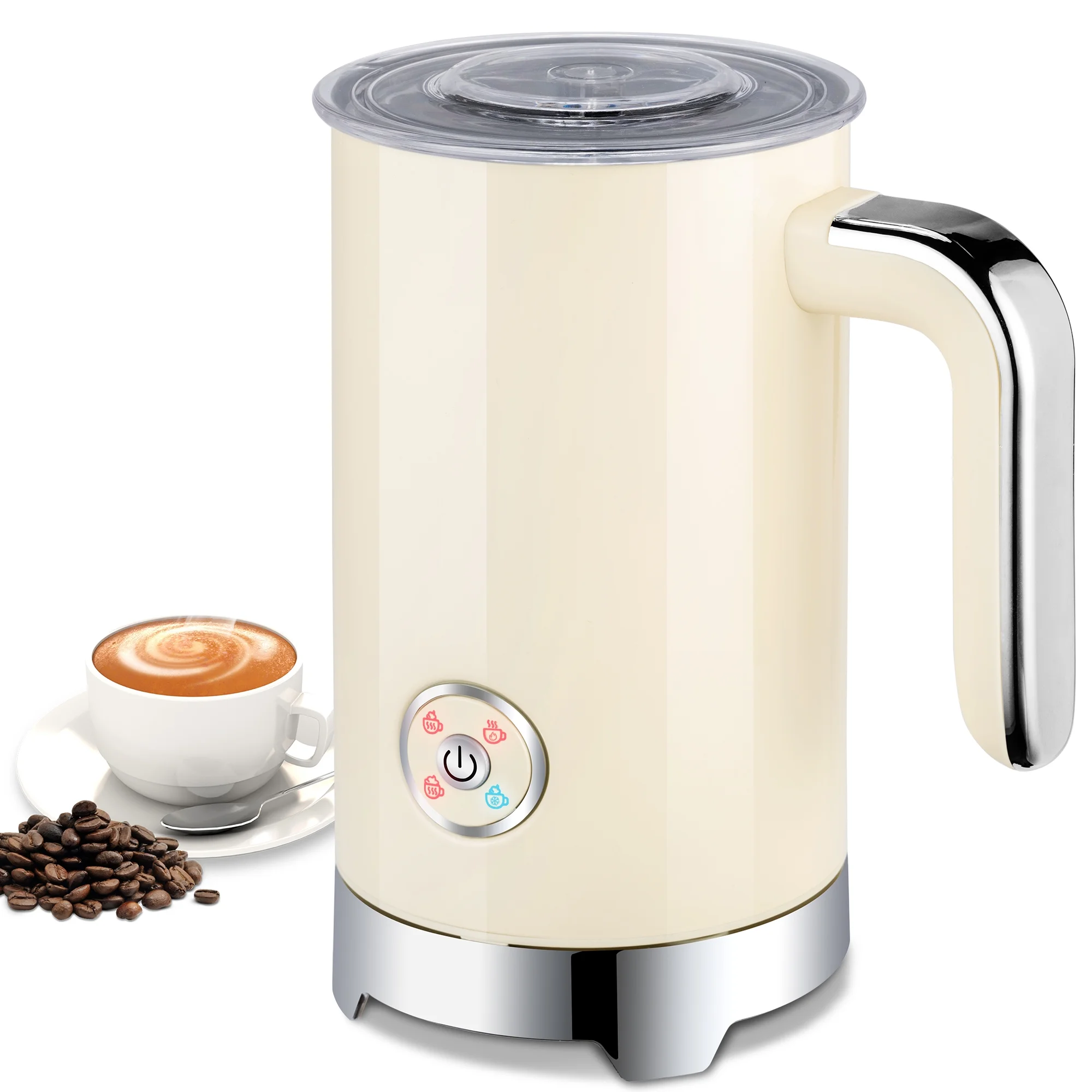 Electric Milk Frother and Steamer - Automatic Milk Foamer & Heater with 4 Settings for Coffee, Latte, Cappuccino
