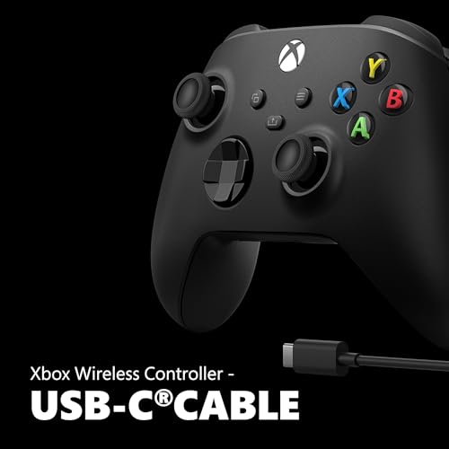 Xbox Wireless Gaming Controller + USB-C® Cable (2025) – Carbon Black – Play on Xbox, Windows, Android, iOS, FireTV Sticks, Smart TVs, VR Headsets