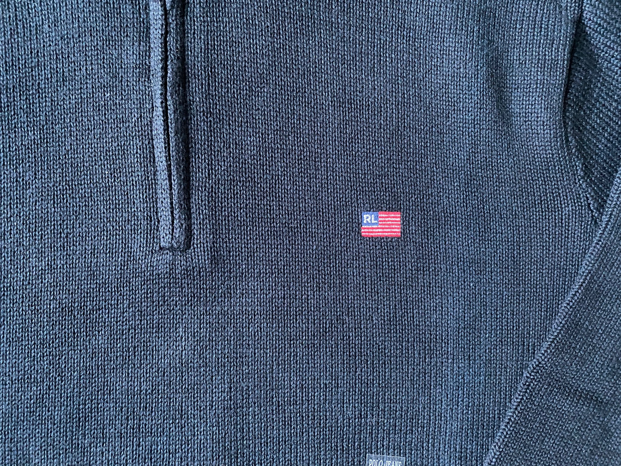 Polo Jeans by Ralph Lauren Quart-Zip Cotton Sweater, Black, Medium