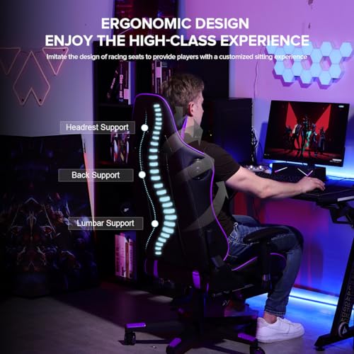 GTRACING Gaming Chair with Footrest Speakers Video Game Chair Bluetooth Music Heavy Duty Ergonomic Computer Office Desk Chair