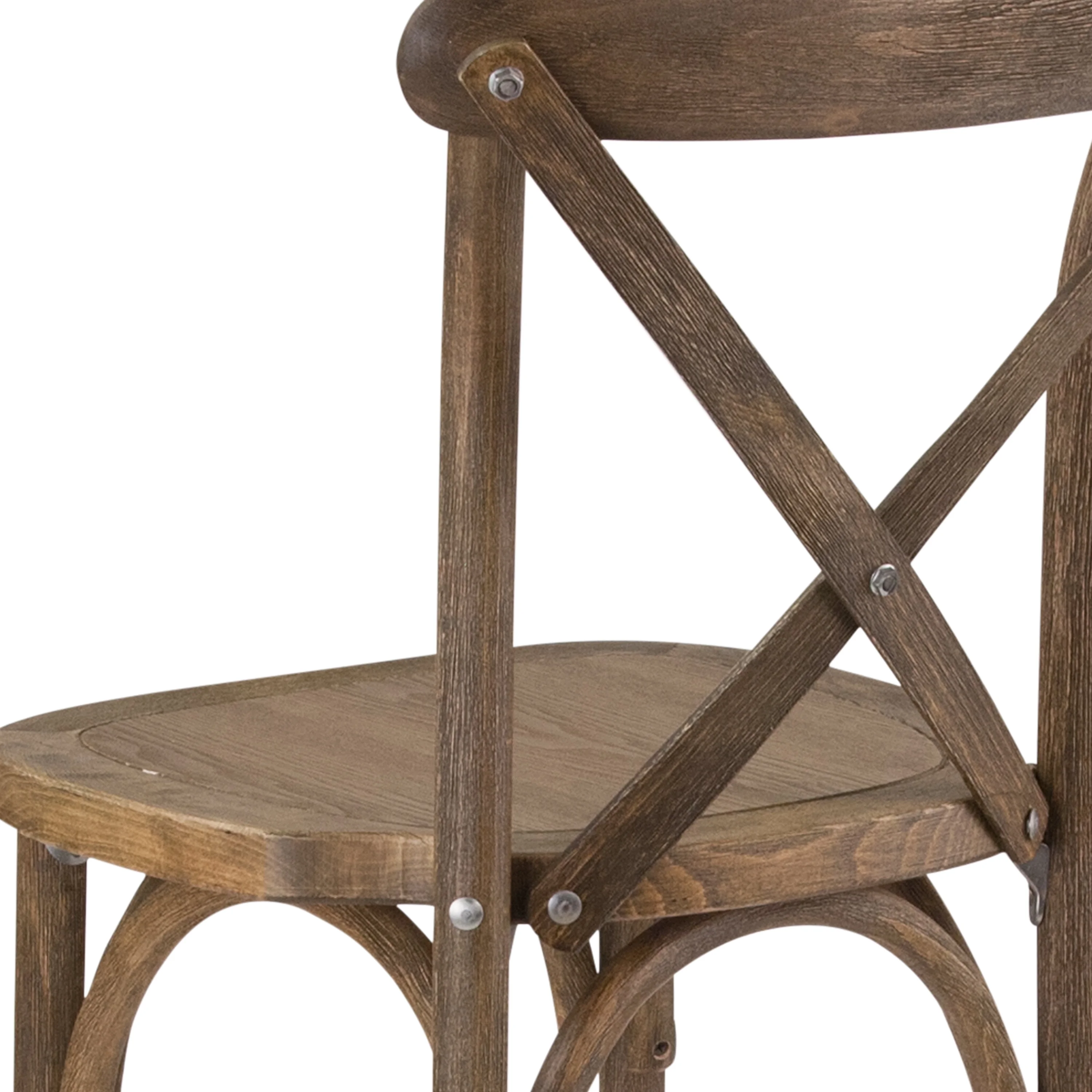 BizChair Dark Antique Wood Cross Back Barstool