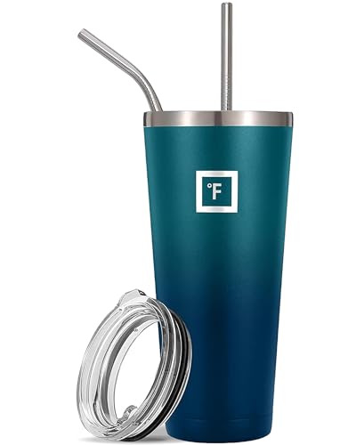 IRON °FLASK Classic Tumbler - Vacuum Insulated Stainless Steel Water Bottle, Double Walled, Drinking Cup, Insulated Travel Mug (Cotton Candy, 24 oz Solid Lid)