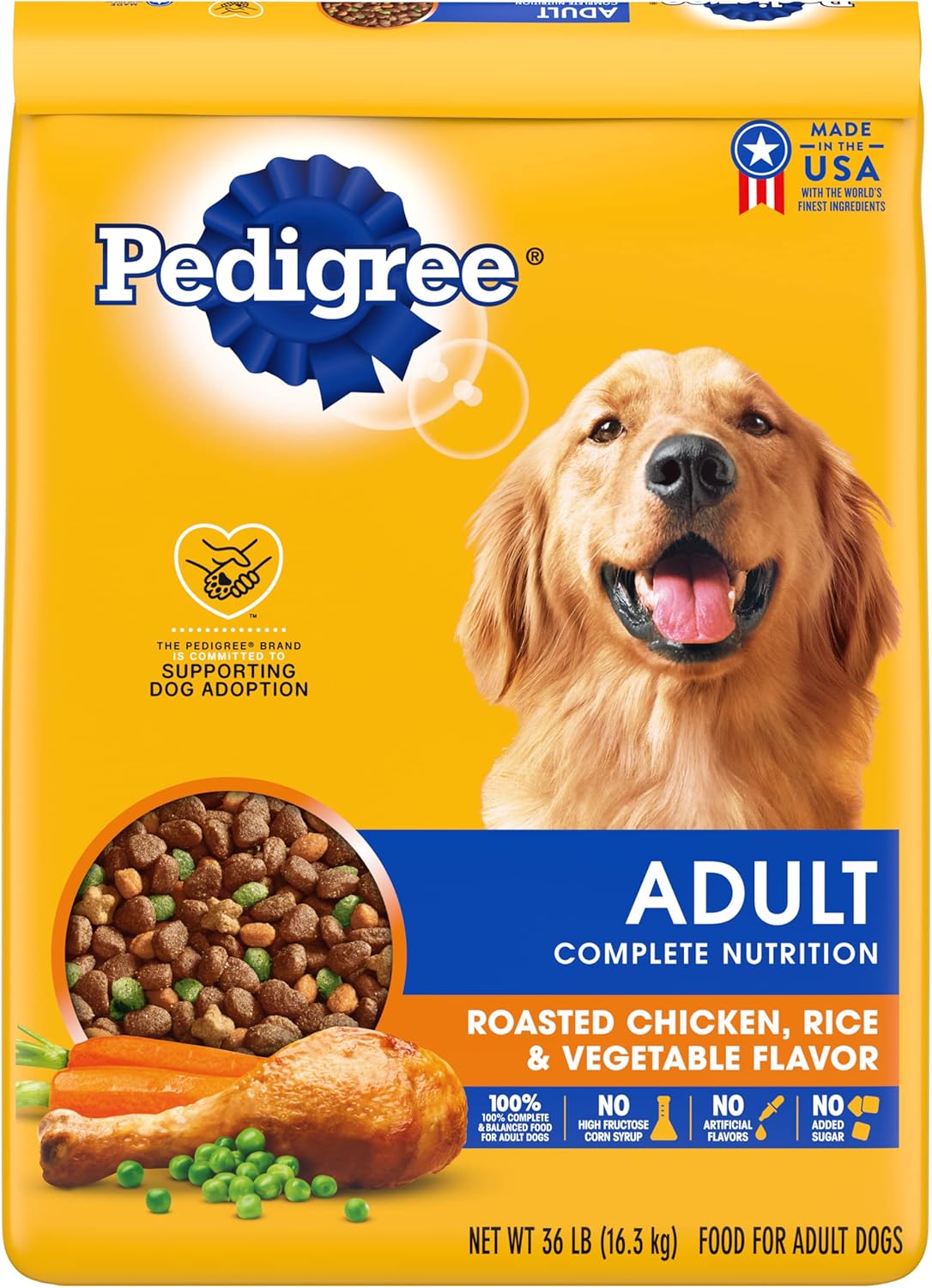 PEDIGREE Complete Nutrition Adult Dry Dog Food Roasted Chicken, Rice & Vegetable Flavor Dog Kibble, 36 lb. Bag