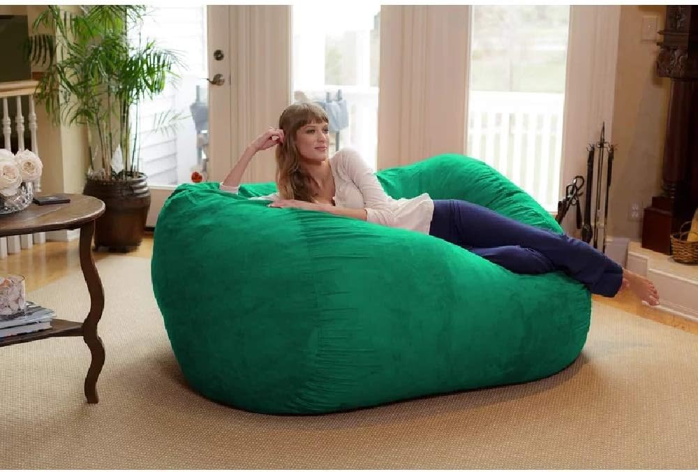 Large 6' Ultra Plush Bean Bag Sofa with Super Soft Microsuede Cover - Durable Flexible Foam Stuffed Lounger Chair for Kids, Adults, Couples - Huge Bean Bag Chair Furniture - Tide Pool