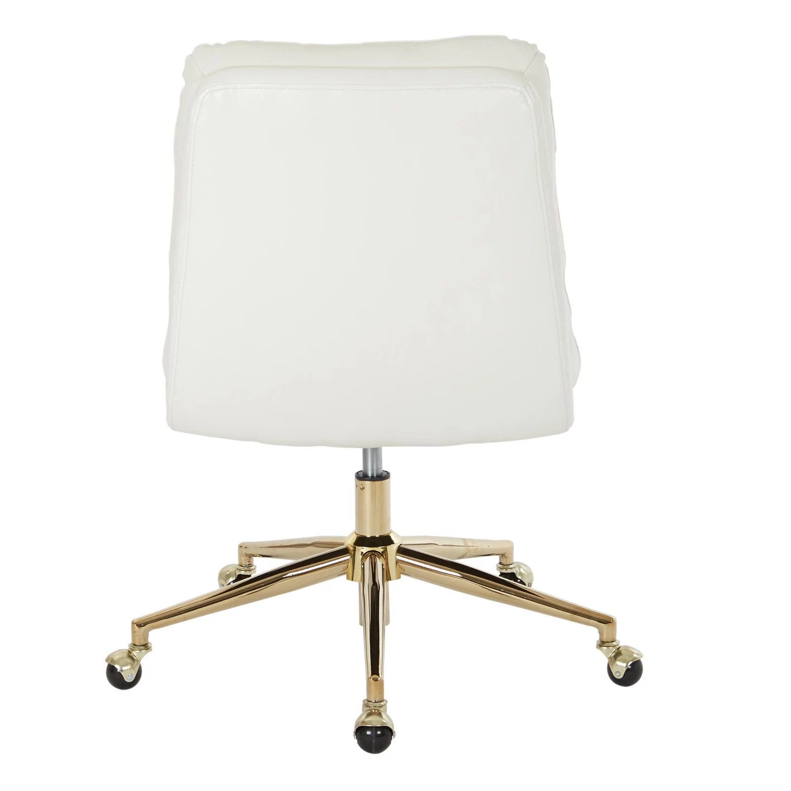 OSP Home Furnishings Legacy Office Chair in Deluxe White Faux Leather with Gold Base