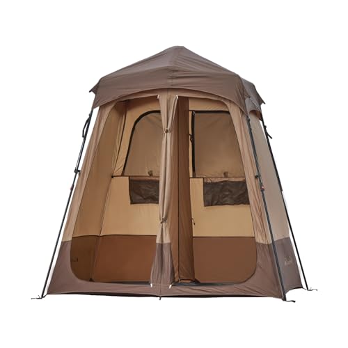 Quick Open Automatic Camping Shower Tent Oversized Space Privacy Tent Portable Outdoor Shower Tent Camping with Floor Replacement Tent Changing Room Easy Setup Shower Privacy Shelter 2 Rooms