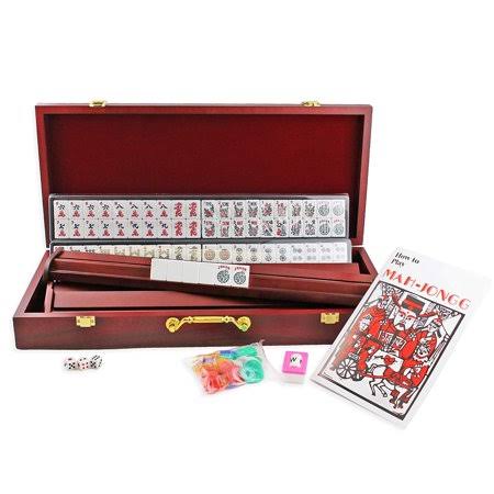 4 Wooden Racks u0026 Pushers + Brand New Complete American Mahjong Set in Wooden Case, 166 Tiles