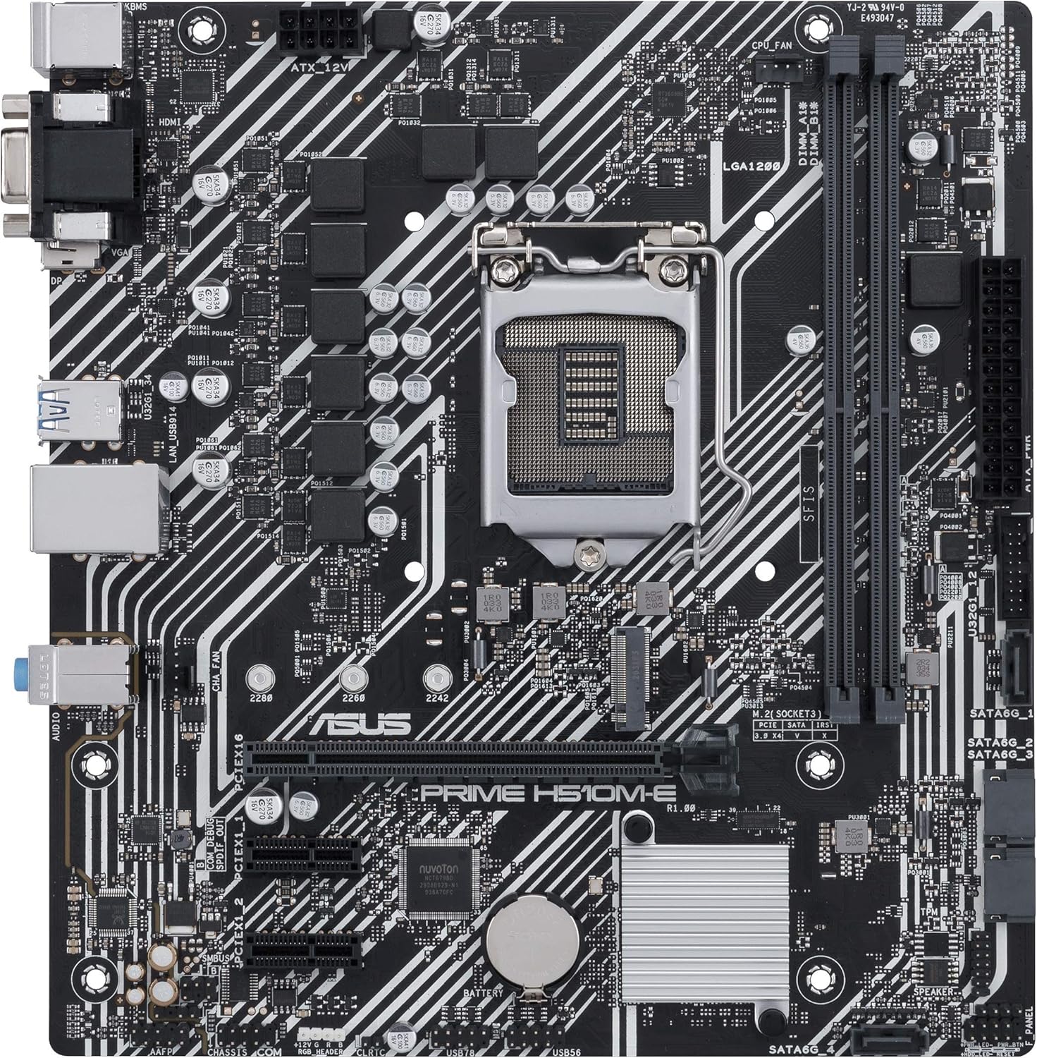 ASUS Prime H510M-E LGA1200 (Intel® 11th/10th Gen) Micro-ATX Motherboard (PCIe 4.0,M.2 Slot, 1Gb LAN, DP,HDMI, D-Sub, USB 3.2 Gen 1, COM Header, TPM Header, 4K@60Hz)