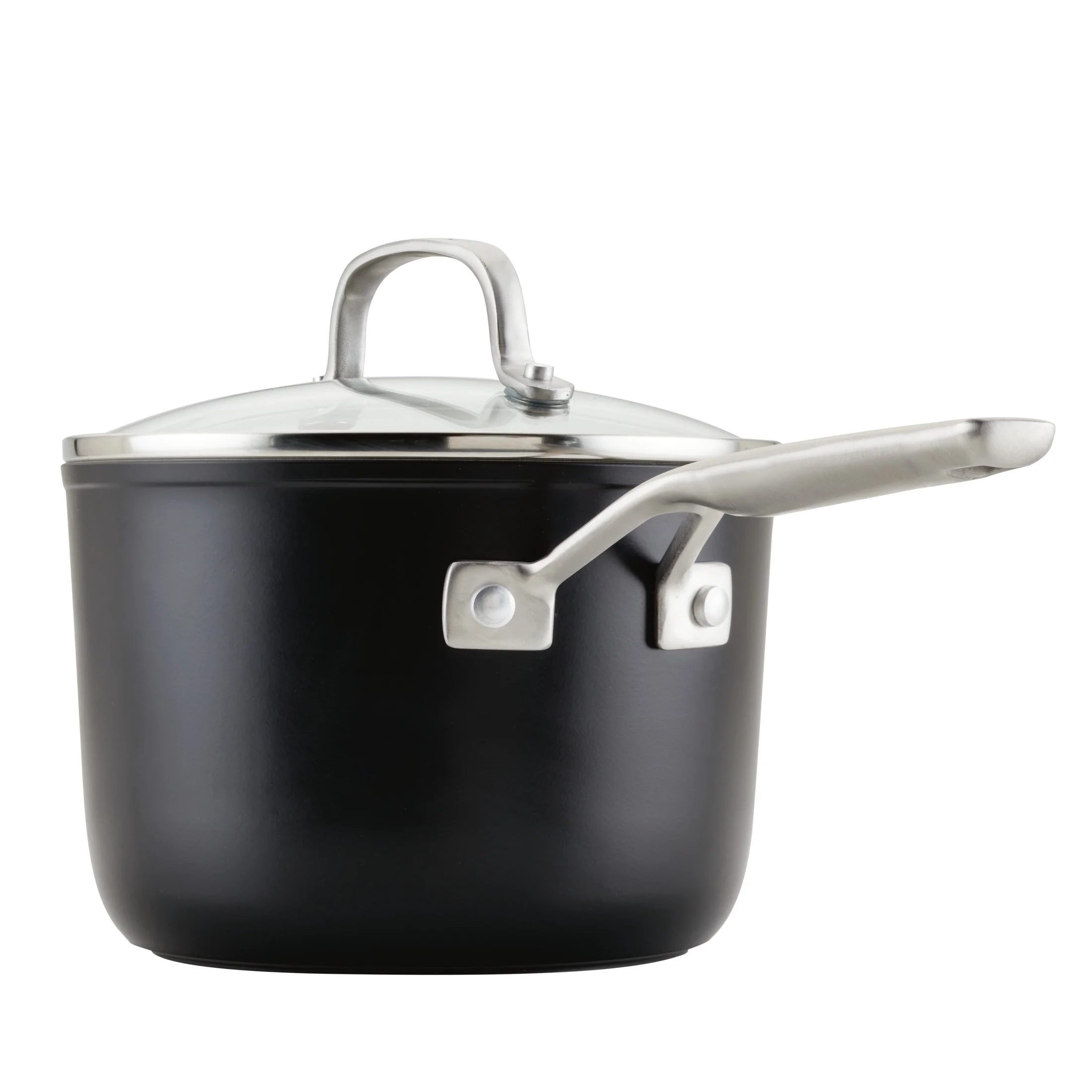 KitchenAid Hard Anodized Ceramic Nonstick Cookware Sauce Pan with Lid, 3qt, Matte Black
